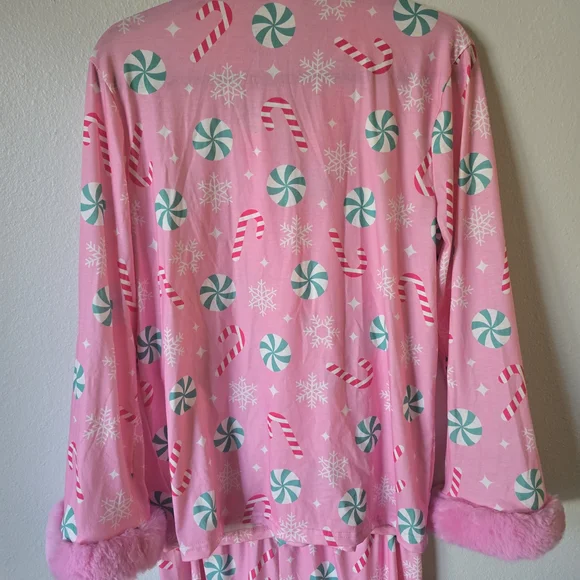 Festive Pink Candy Cane Women's Pajama Set - Picture 5 of 6